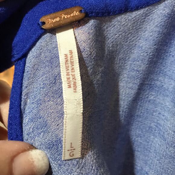 Free People Gemma Tunic Floral Dress Size Large OB686064 Blue EUC Long Sleeve - Picture 11 of 13